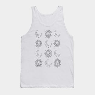 Black and white sun and moon print Tank Top